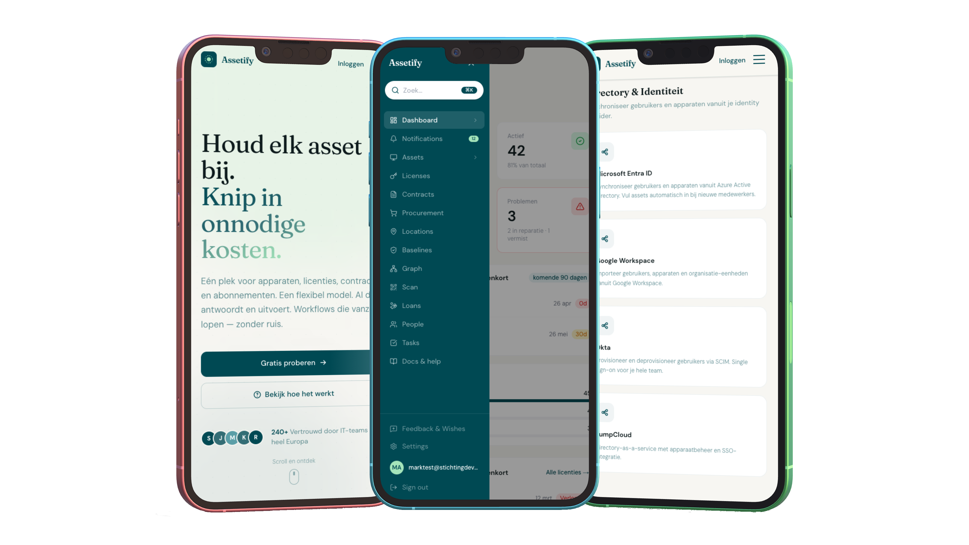 Assetify on iPhone and iPad: dashboard, overview, and asset detail