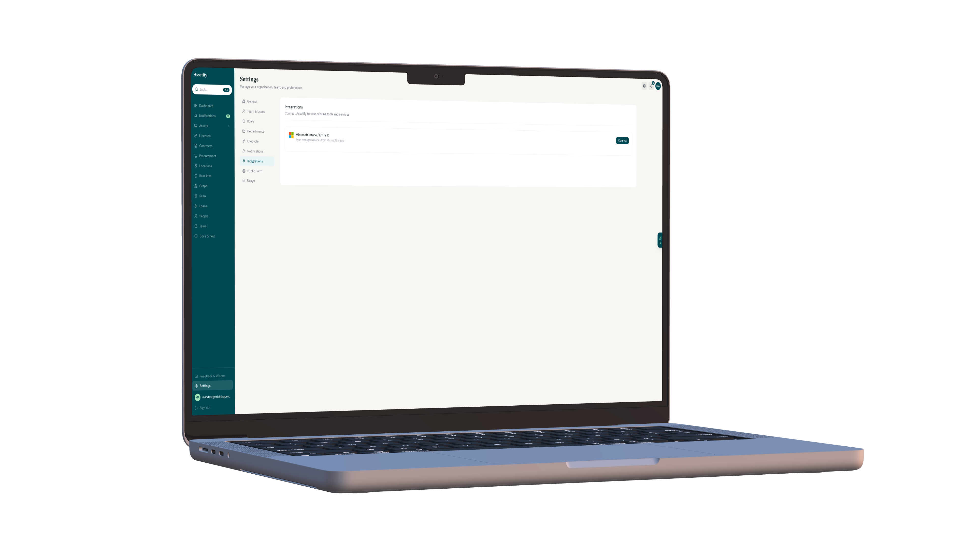 Assetify integraties instellingen